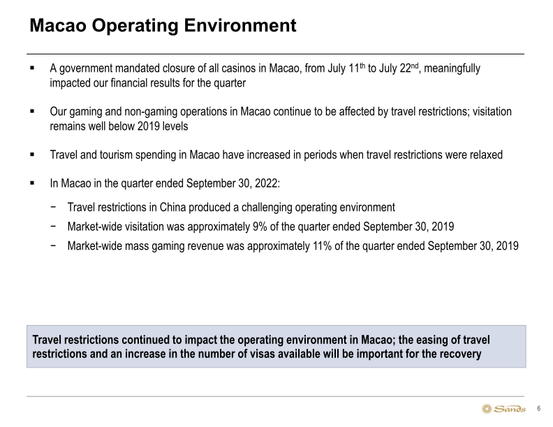 Sands 3Q22 Earnings Call Presentation slide image #7