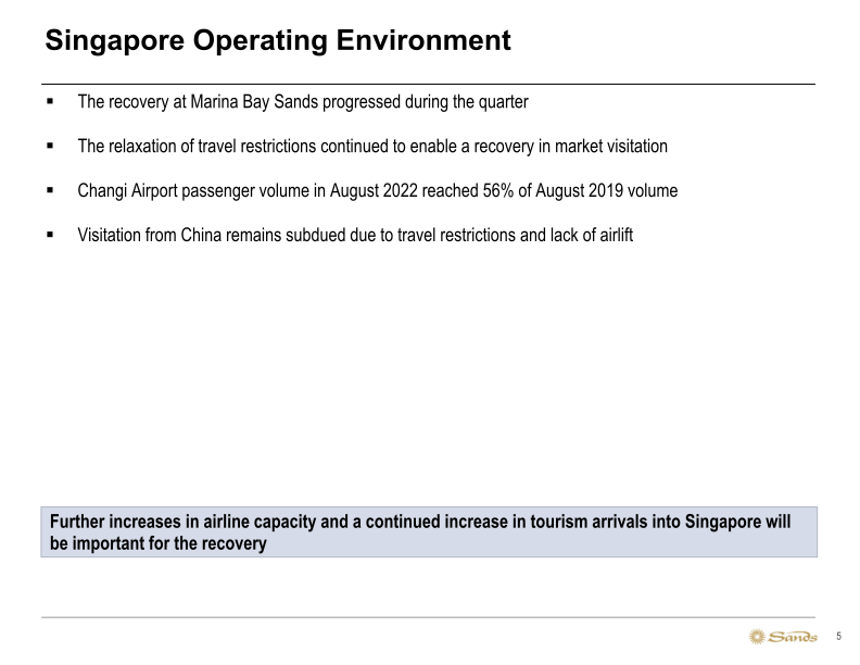 Sands 3Q22 Earnings Call Presentation slide image #6