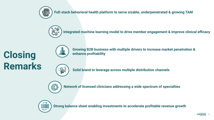 Talkspace 2022 Third Quarter Earnings Presentation slide image #10