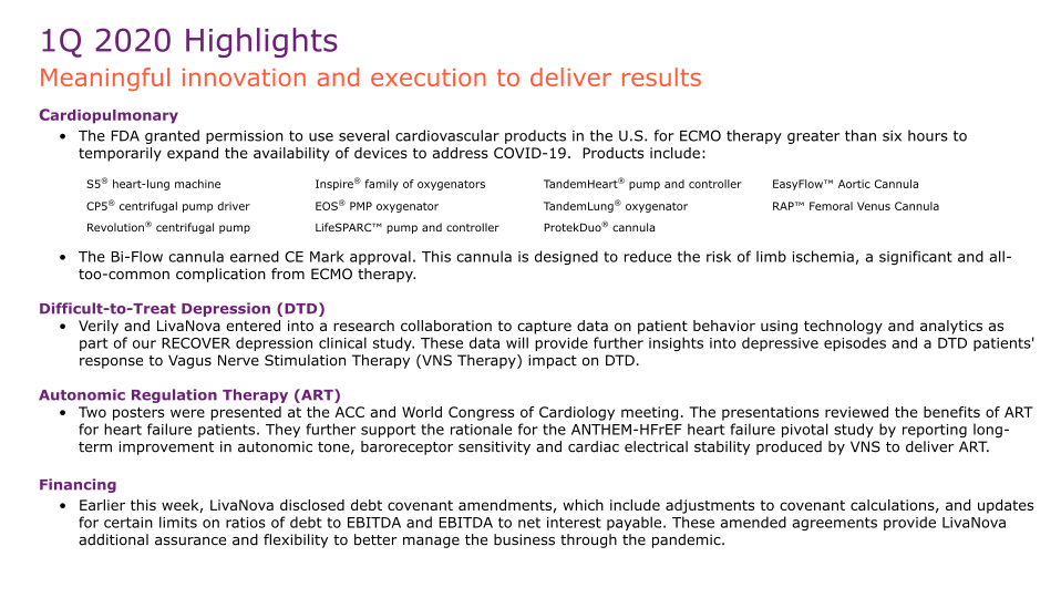 First Quarter 2020 Earnings Performance slide image #7