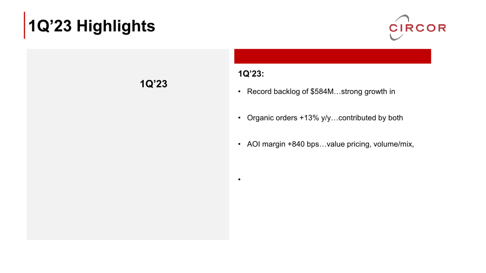 Circor First-Quarter 2023 Earnings Call  slide image #8