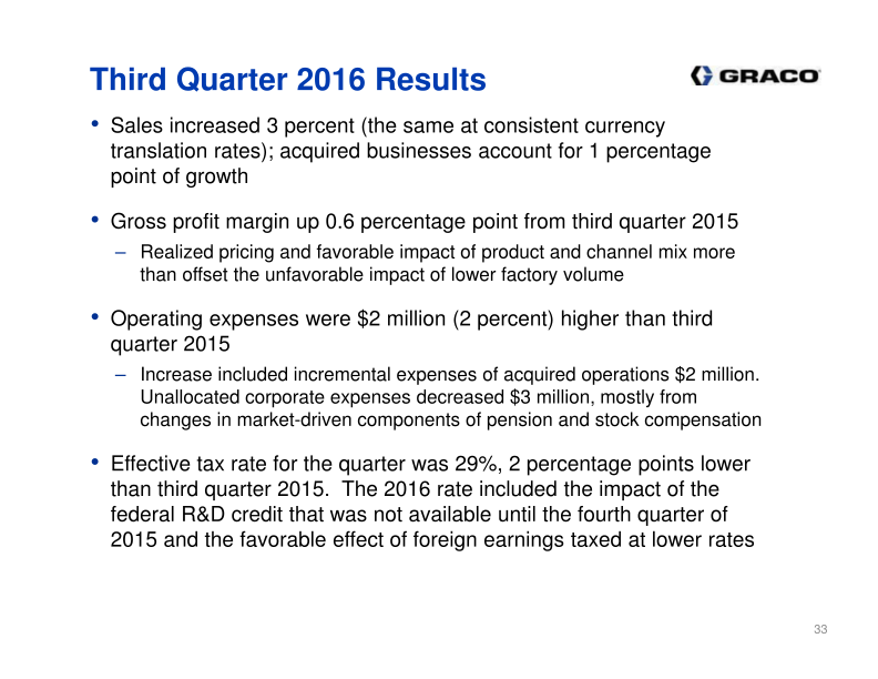 Investor Presentation 3rd Quarter 2016 slide image #34