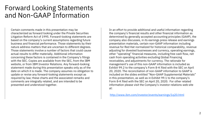 IBM 1Q 2020 Earnings slide image #3