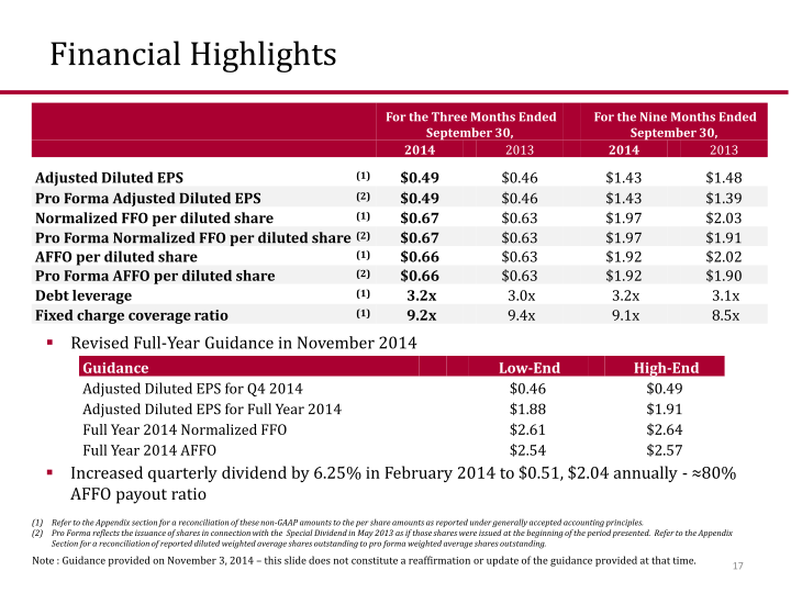 Third Quarter 2014 Investor Presentation slide image #18