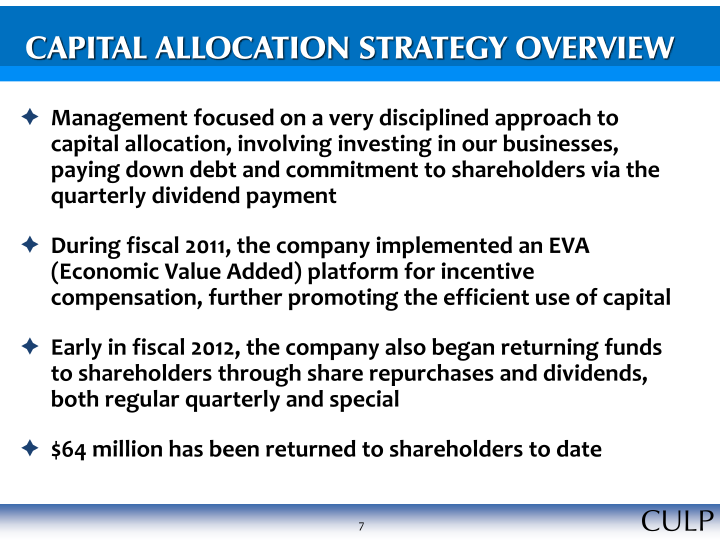 Culp, Inc. Investor Information slide image #8