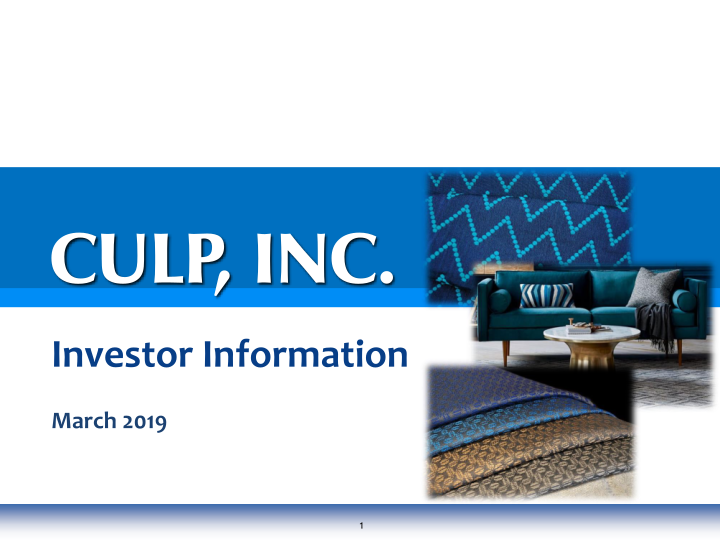 Culp, Inc. Investor Information image