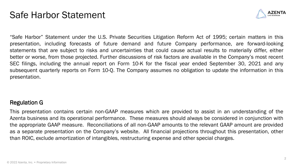 Azenta Life Sciences Investor Overview slide image #3