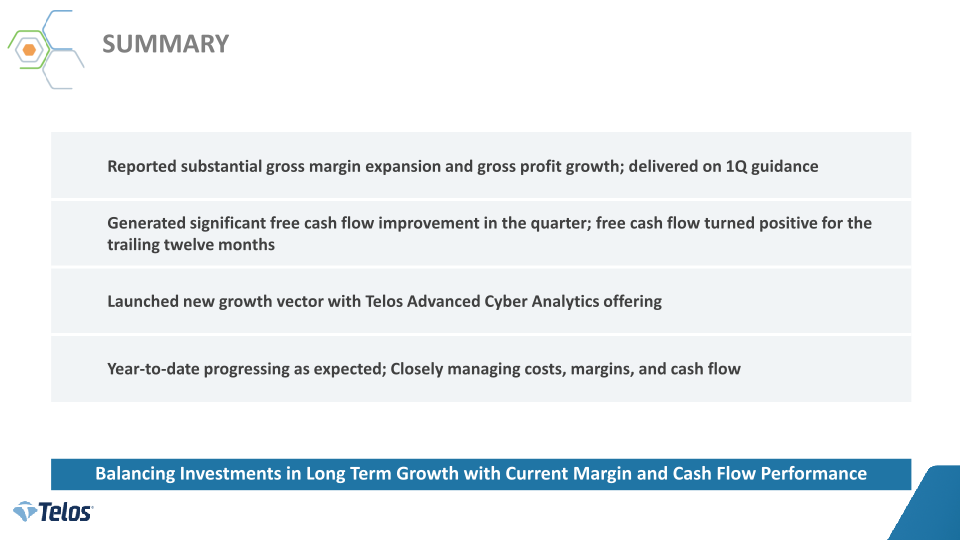 Telos First Quarter 2022 Earnings slide image #10