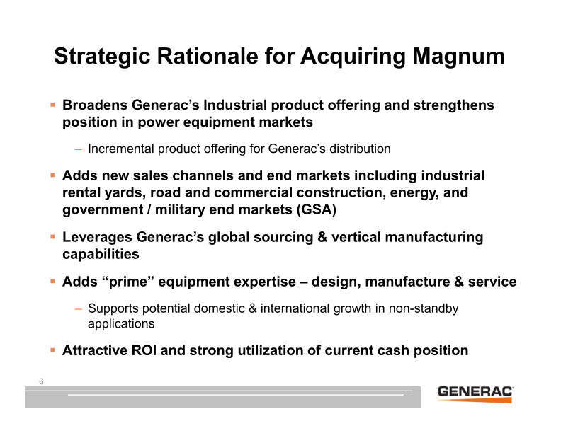 Acquisition of Magnum Products Conference Call slide image #7