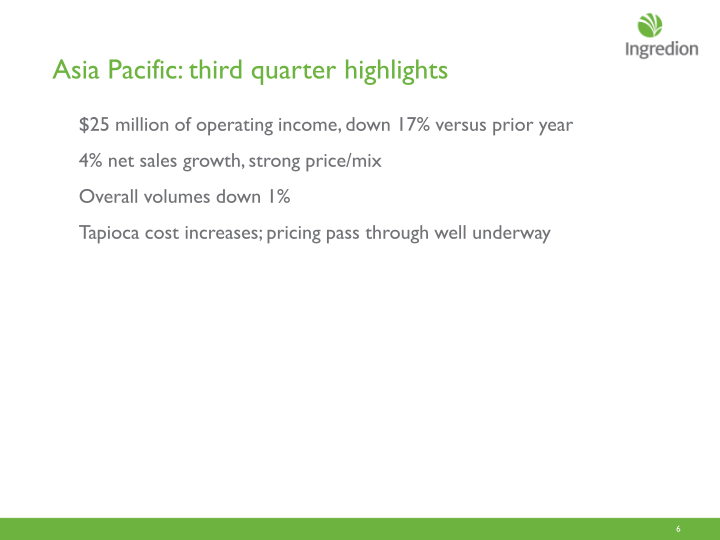 Ingredion Third Quarter 2018 Earnings Call slide image #7