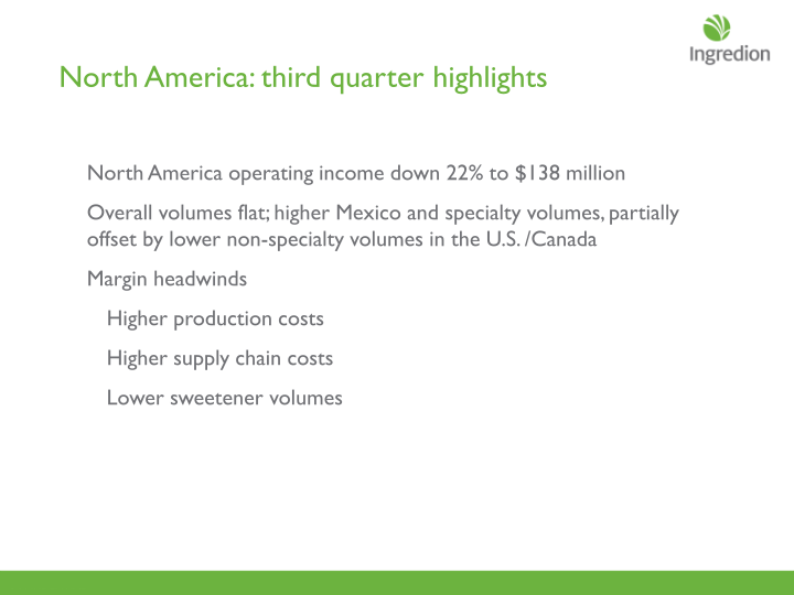 Ingredion Third Quarter 2018 Earnings Call slide image #5