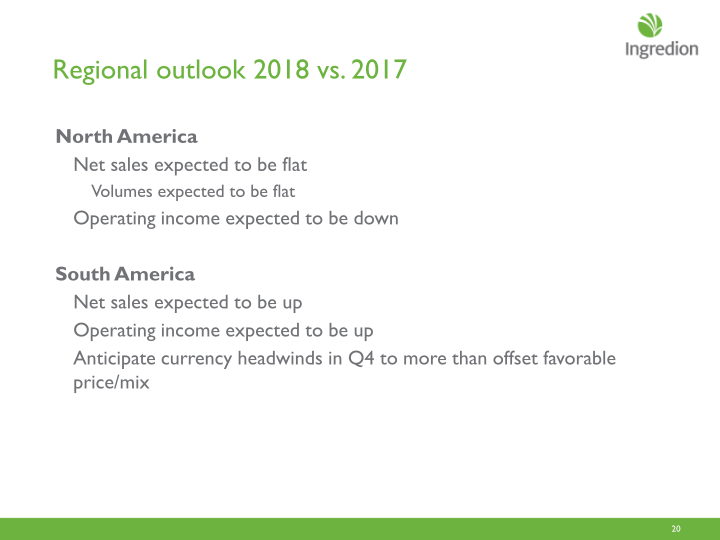 Ingredion Third Quarter 2018 Earnings Call slide image #21