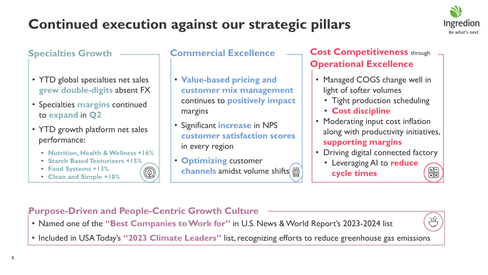 Ingredion Second Quarter 2023 Earnings Call slide image #9