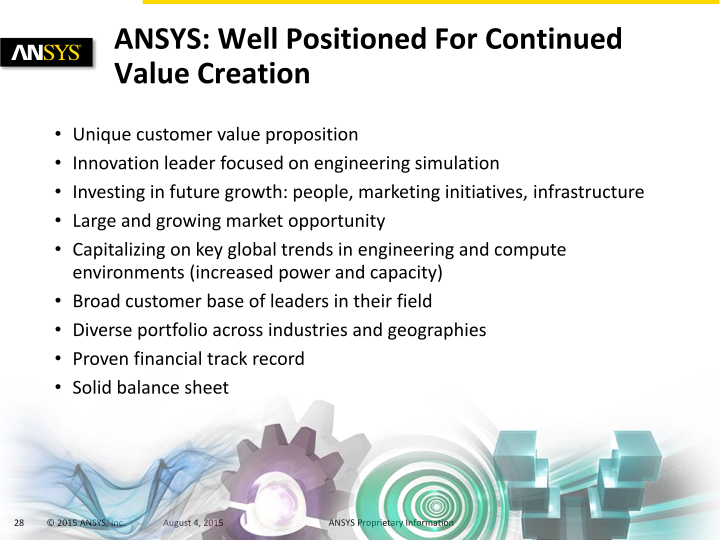 Ansys Investor Presentation slide image #29