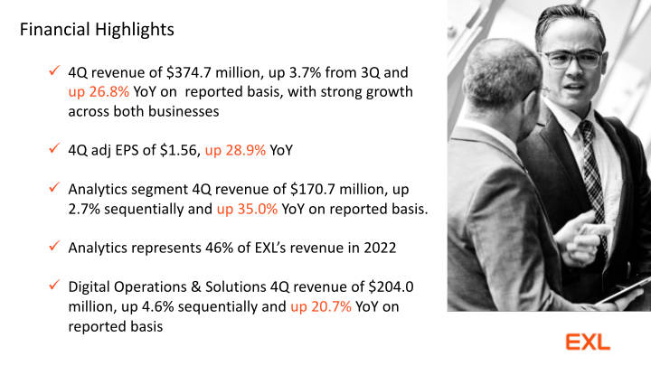 Exl Service Holdings, Inc. Fourth Quarter 2022 Financial Results slide image #4