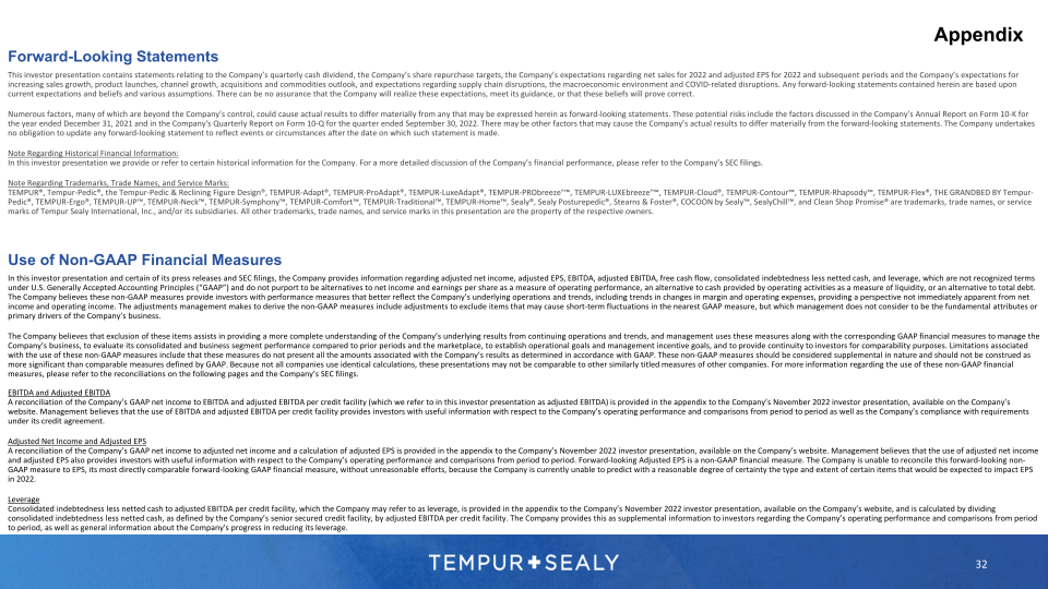 Tempur Sealy Company Presentation slide image #33