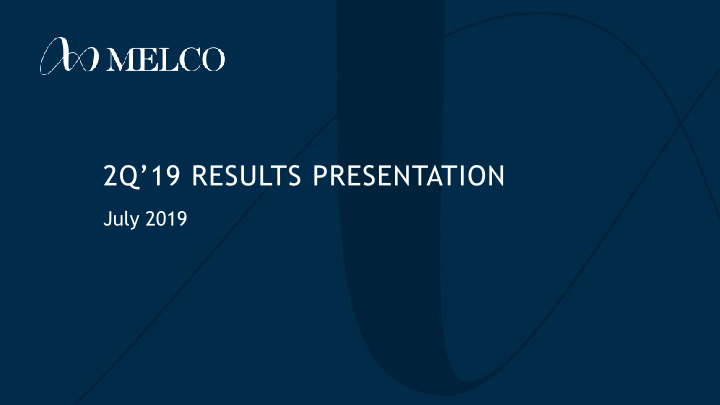 2Q’19 Results Presentation image