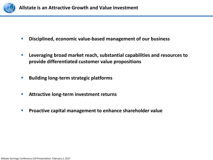 The Allstate Corporation Fourth Quarter 2016 Earnings Presentation slide image #15