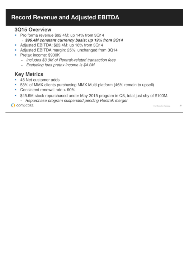 Third Quarter 2015 Financial Results slide image #6