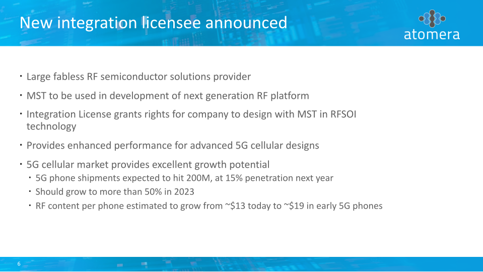 Atomera Q3 2019 Conference Call slide image #7