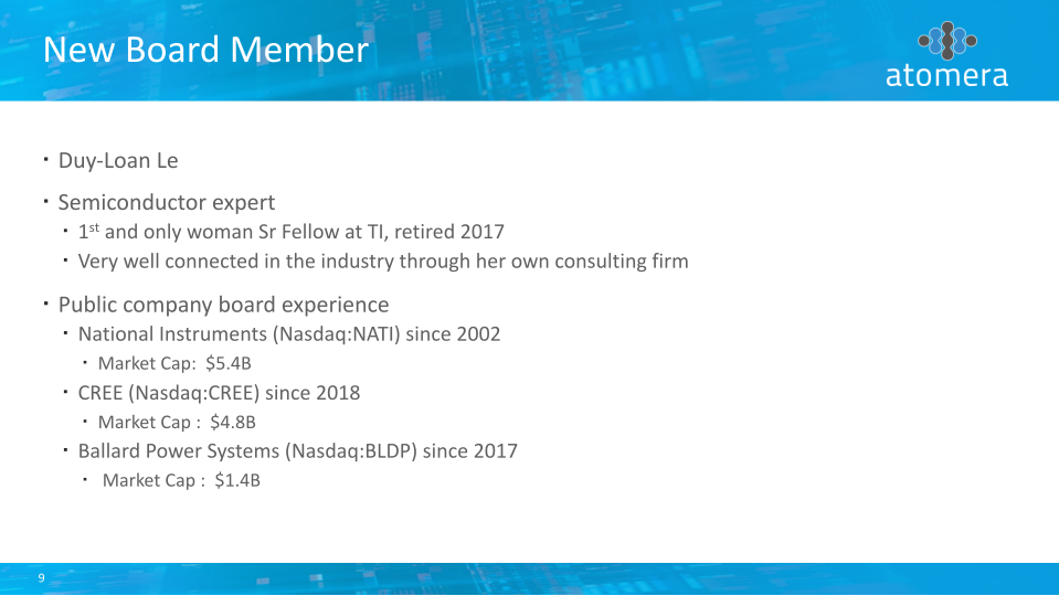 Atomera Q3 2019 Conference Call slide image #10