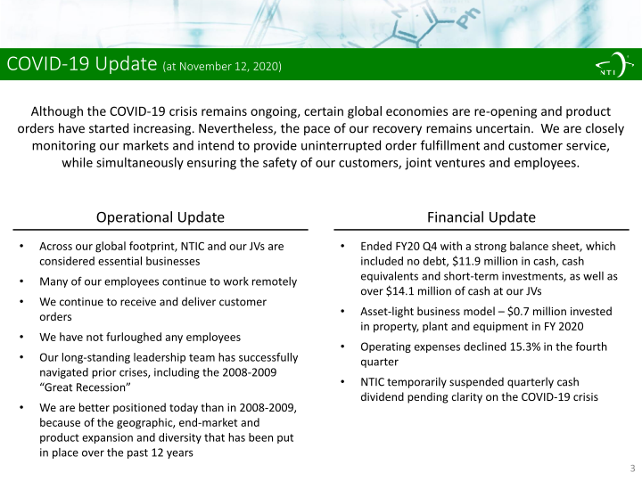 Northern Technologies International Corporation Fourth Quarter Fy 2020 Investor Presentation slide image #4