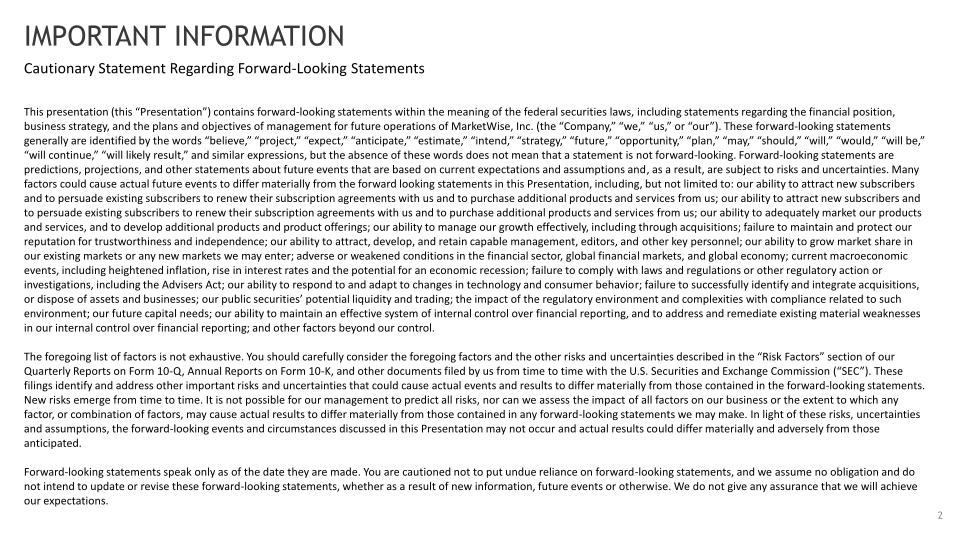 MarketWise Second Quarter 2023 Earnings Supplemental Presentation slide image #3