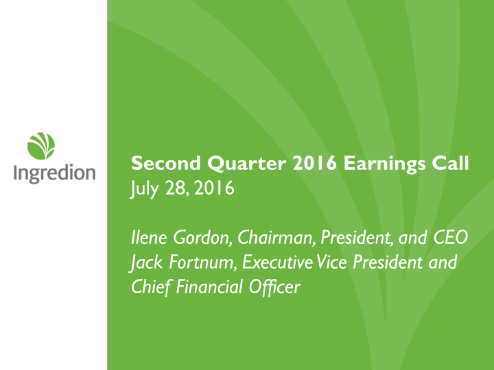 Second Quarter 2016 Earnings Call image