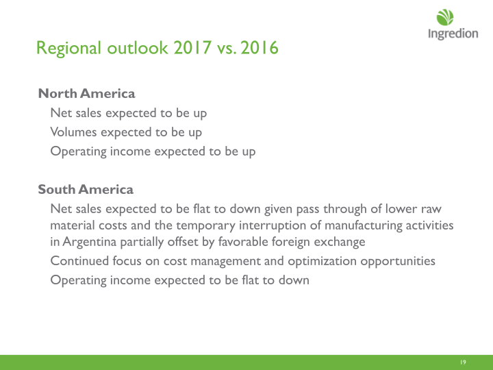 Ingredion  Second Quarter 2017 Earnings Call slide image #20