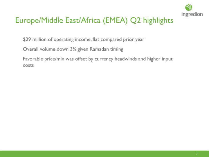 Ingredion  Second Quarter 2017 Earnings Call slide image #8