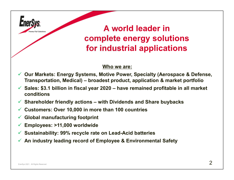 Enersys  Company Presentation slide image #4