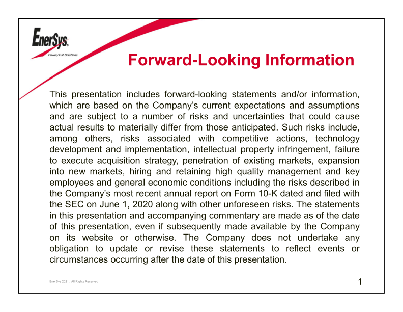 Enersys  Company Presentation slide image #3