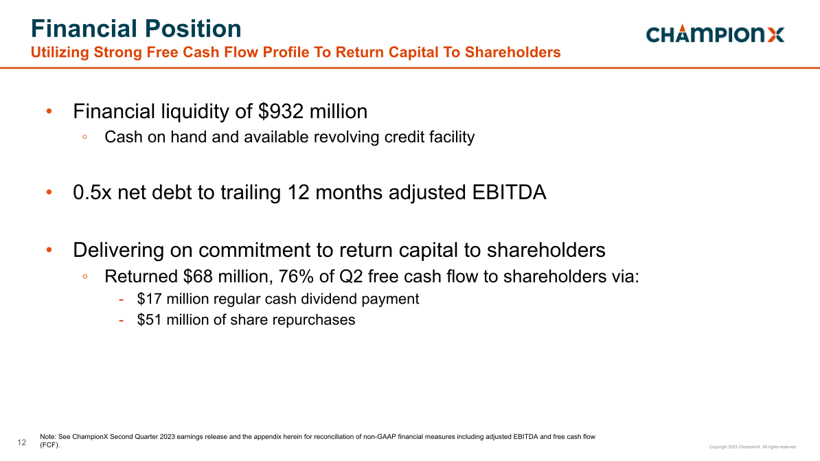 Championx Earnings Conference Call Second Quarter 2023 slide image #13