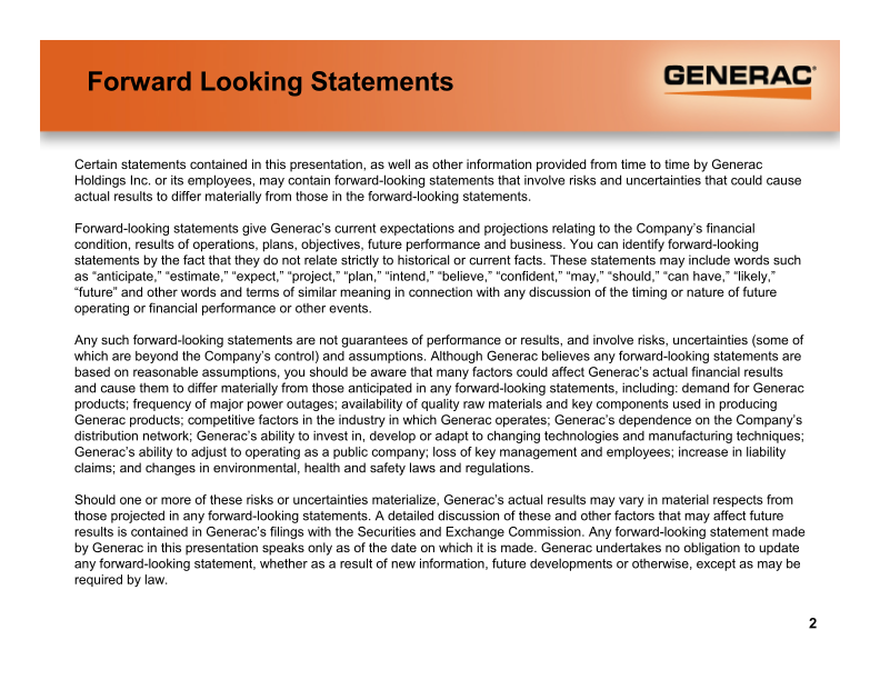 Generac Fourth Quarter and Full Year 2010 Earnings Presentation slide image #3