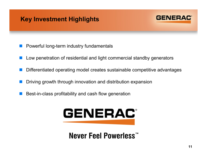 Generac Fourth Quarter and Full Year 2010 Earnings Presentation slide image #12