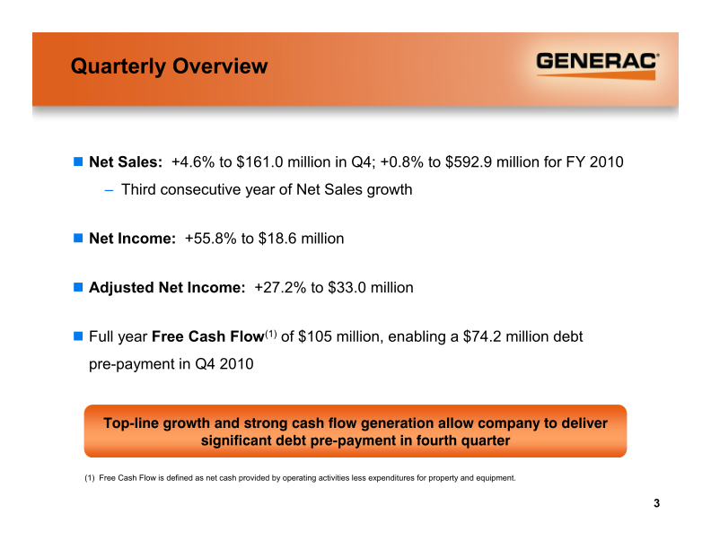 Generac Fourth Quarter and Full Year 2010 Earnings Presentation slide image #4