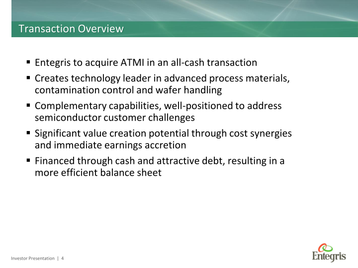 Entegris to Acquire ATMI slide image #5