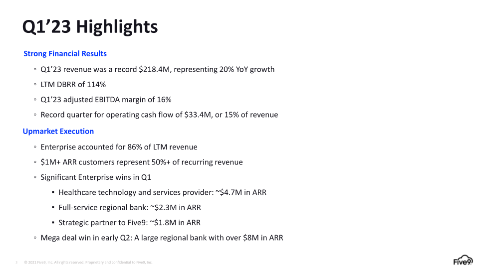 Five9 Q1 2023 Investor Presentation slide image #4