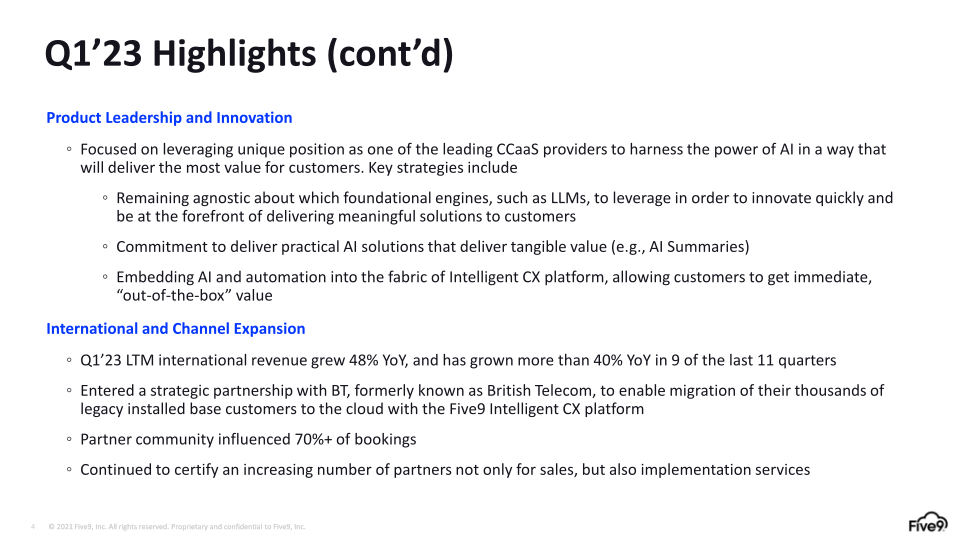 Five9 Q1 2023 Investor Presentation slide image #5