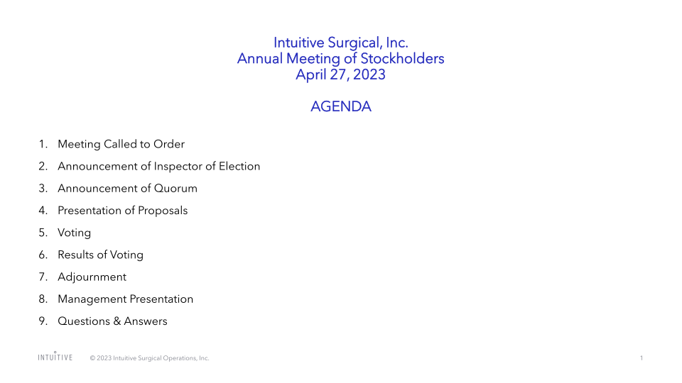 Intuitive Surgical, Inc. Annual Meeting of Stockholders image