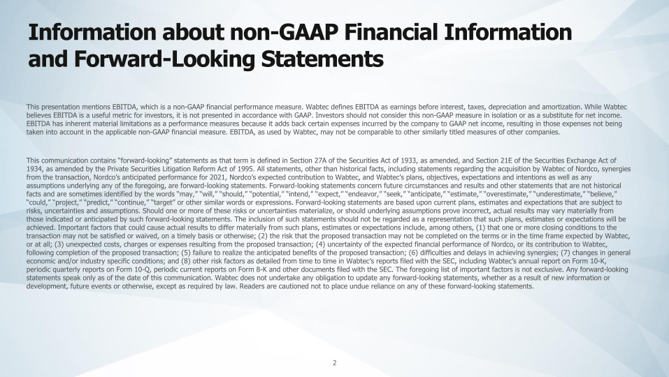 Wabtec Acquisition of Nordco Supplementary Information slide image #3