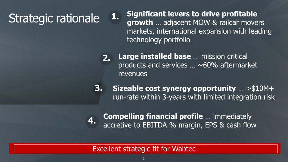 Wabtec Acquisition of Nordco Supplementary Information slide image #4