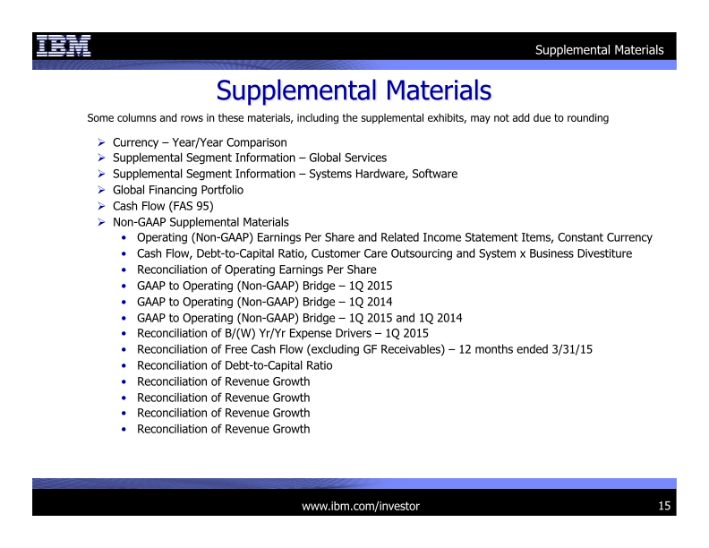 IBM 1Q 2015 Earnings Presentation slide image #16