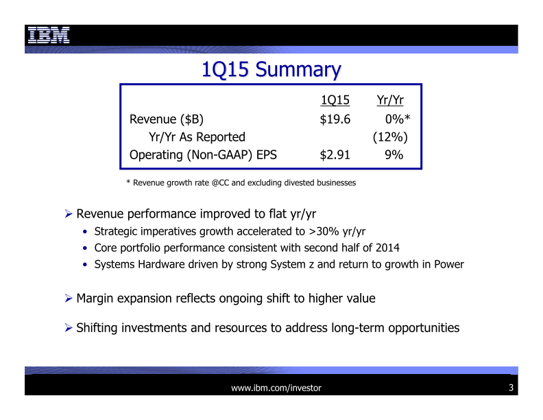 IBM 1Q 2015 Earnings Presentation slide image #4