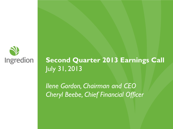 Second Quarter 2013 Earnings Call image