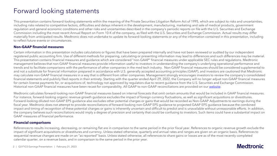 Medtronic plc Q3 FY23 slide image #3