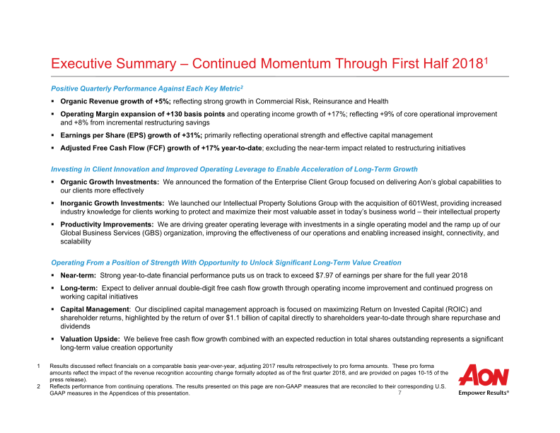 Aon Plc Second Quarter 2018 Results  slide image #9