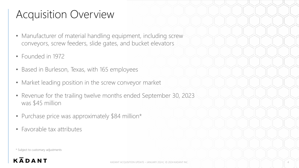 Acquisition of Kws Manufacturing Company, Ltd. slide image #5