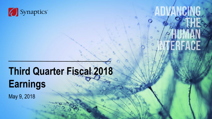 Third Quarter Fiscal 2018 Earnings image