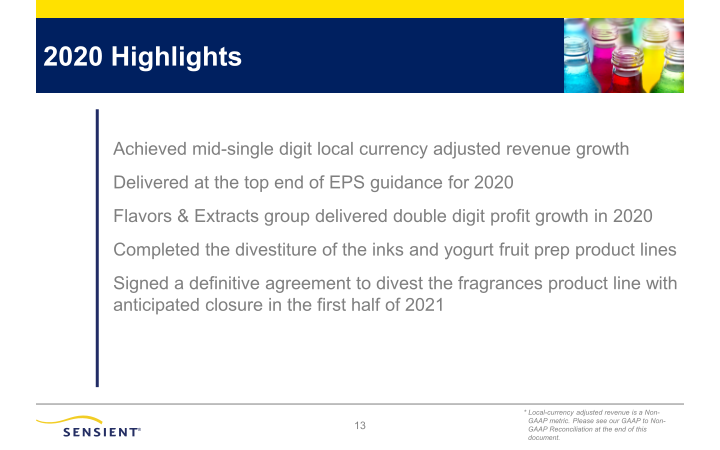 Sensient Fourth Quarter 2020 Investor Presentation slide image #14